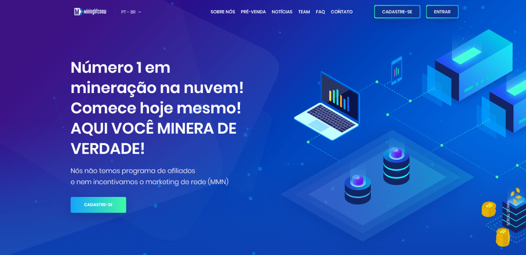 Imagem da matéria: Mining BTC Now - Nova Empresa de Mineração em Nuvem