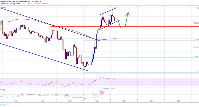 Imagem da matéria: Análise Técnica Bitcoin 08/10/19: Recuperação no curto prazo