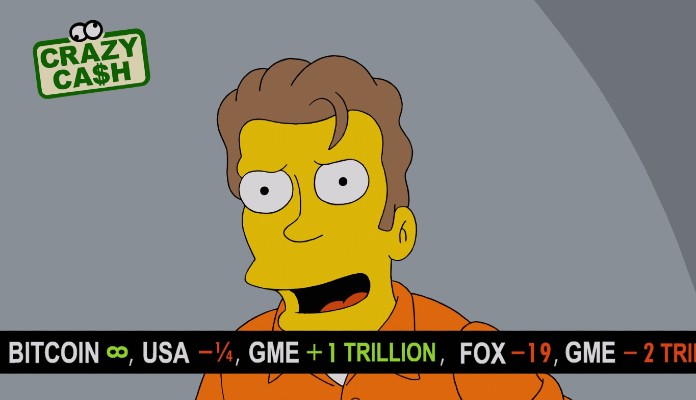 Imagem da matéria: Episódio dos Simpsons mostra bitcoin com preço infinito e Gamestop a US$ 1 trilhão