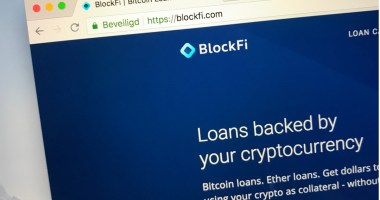 Logotipo da BlockFi na tela de computador