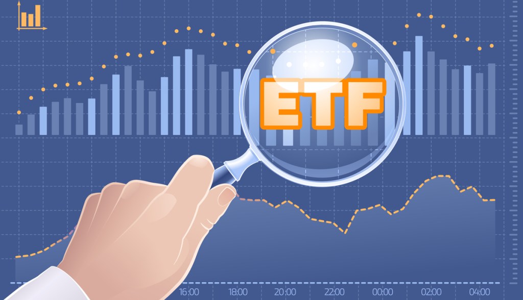 Imagem de lente com a sigla ETF.