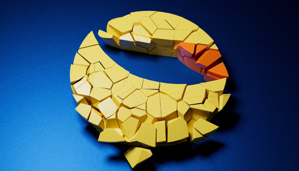 Símbolo fragmentado da criptomoeda Terra Luna