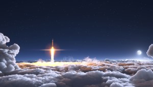 Foguete decolando indo para o espaço