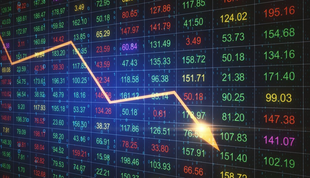 Gráfico eletrônico mostra o mercado em queda