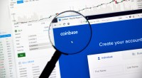 Tela com o logotipo da Coinbase