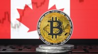 Bandeira do Canadá com Bitcoin