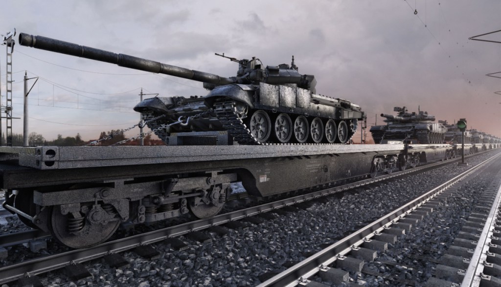 Tanques russos em trem