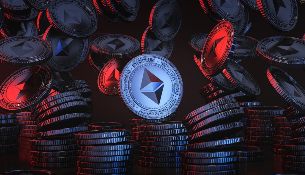 Pilha com varias moedas de Ethereum