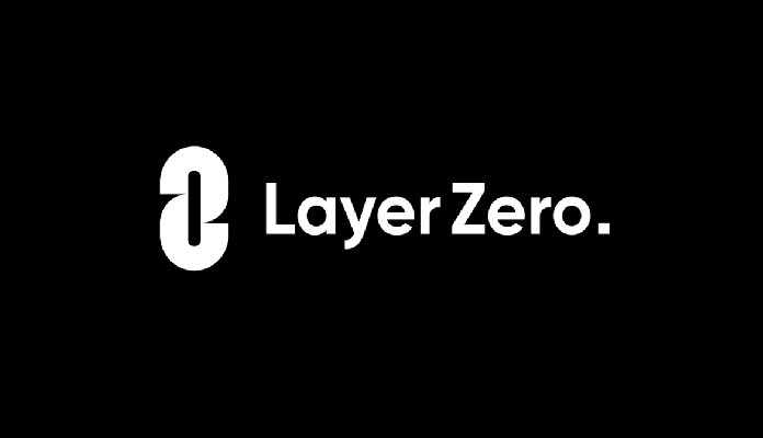 Logotipo da LayerZero em branco no fundo preto