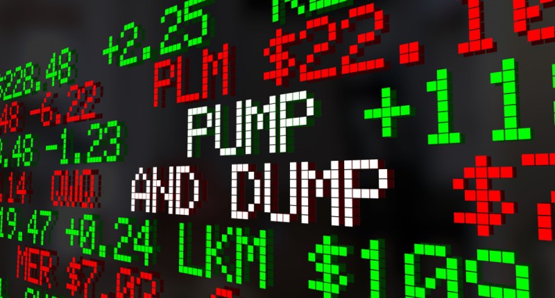 Termos pump and dump em destaque em tela de mercado financeiro