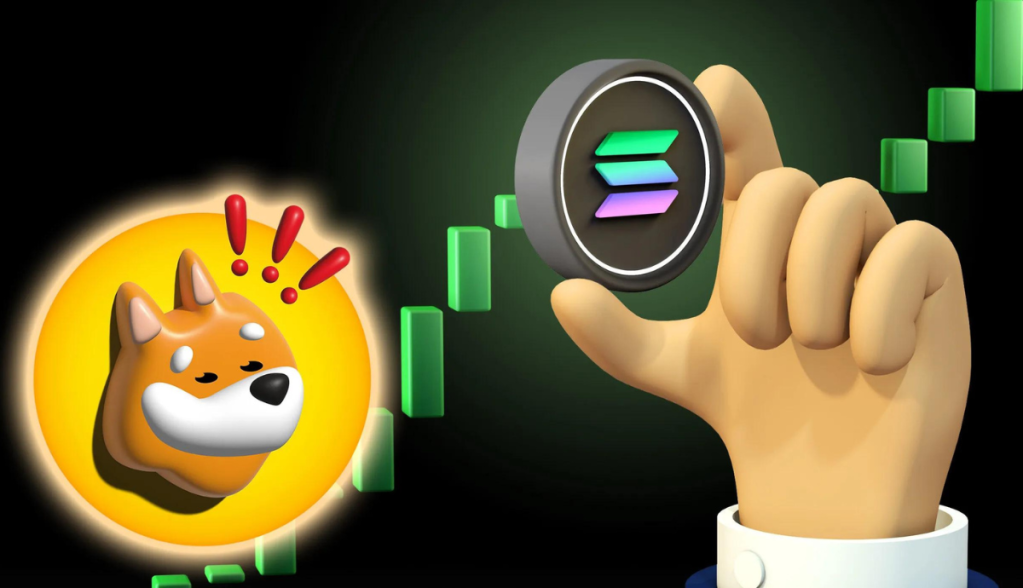 Ilustração da memcoin em Solana Bonk