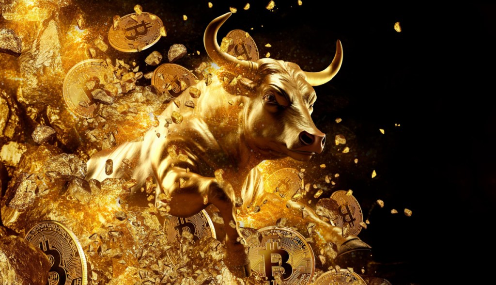 touro com moedas de bitcoin