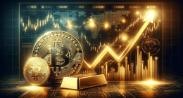ilustração correlação entre ouro e bitcoin
