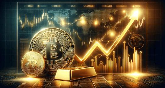 ilustração correlação entre ouro e bitcoin