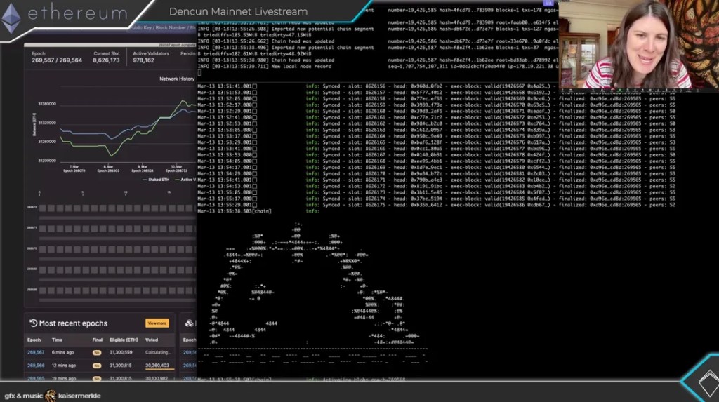 Transmissão da Ethereum Foundation no YouTube acompanhou ao vivo a atualização