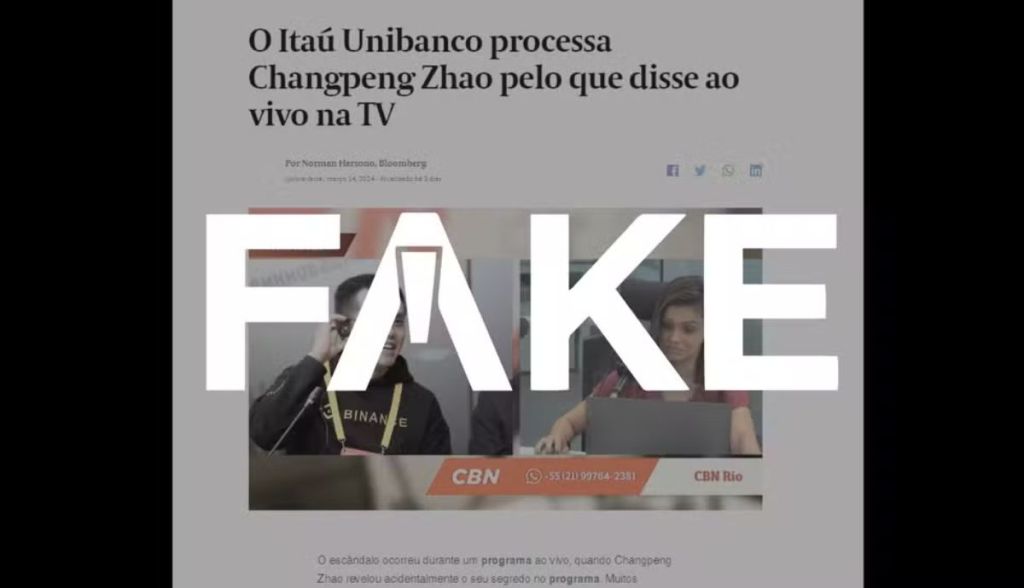 Imagem da matéria: Itaú desmente fake news de que estaria processando o criador da Binance