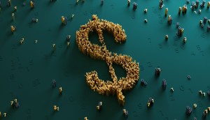 simbolo do dólar emergindo de placa de computador
