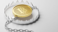 moeda de bitcoin dentro de armadilha selvagem