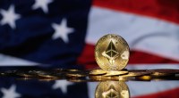 moeda de ethereum com bandeira dos EUA