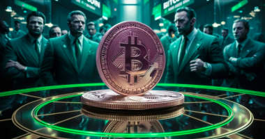 Moeda de Bitcoin em exposição