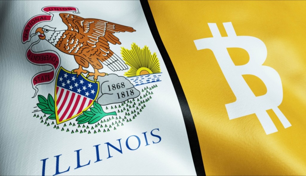 bandeira de Illinois e Bitcoin