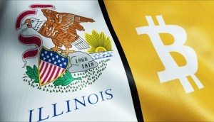 bandeira de Illinois e Bitcoin