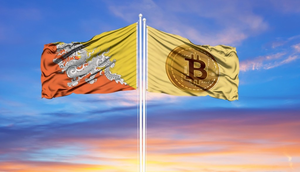 bandeiras pareadas de Butão e Bitcoin