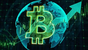 bitcoin, alta, verde
